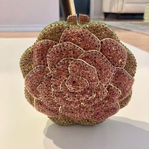 One Of A Kind Crystal Rose Clutch- Worn Once